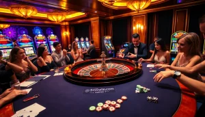 Experience thrilling moments at 555win com with a roulette table and excited players.