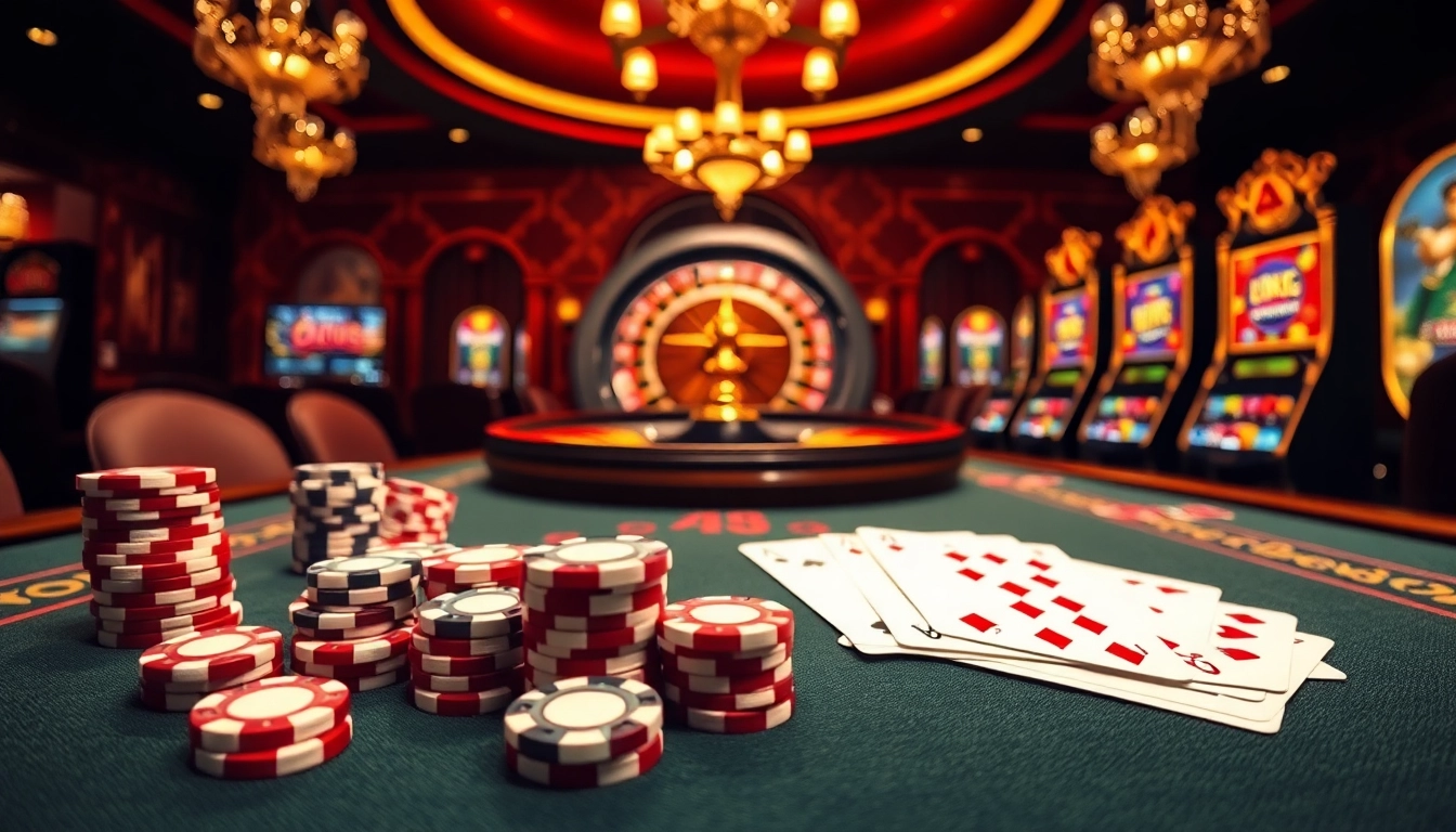 Découvrez l'excitation de la meilleure casino en ligne avec des cartes vibrantes, des jetons et des roues de roulette.