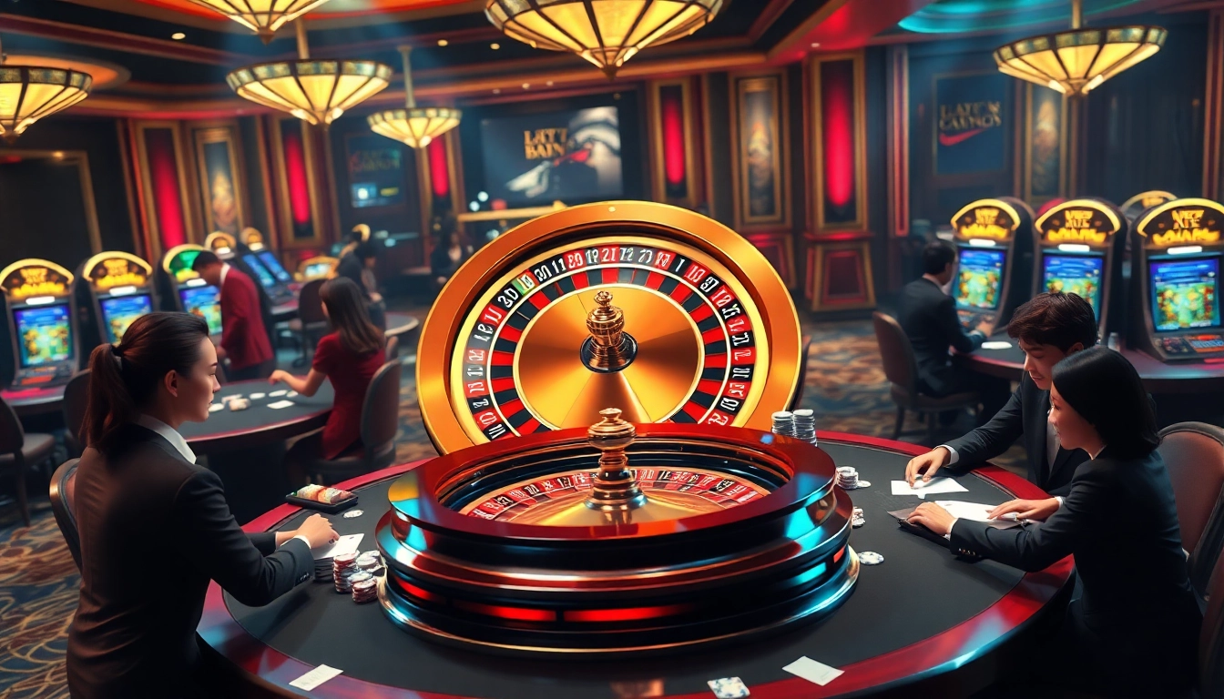 Players enjoying thrilling roulette and card games at vin777 com casino, showcasing vibrant graphics.
