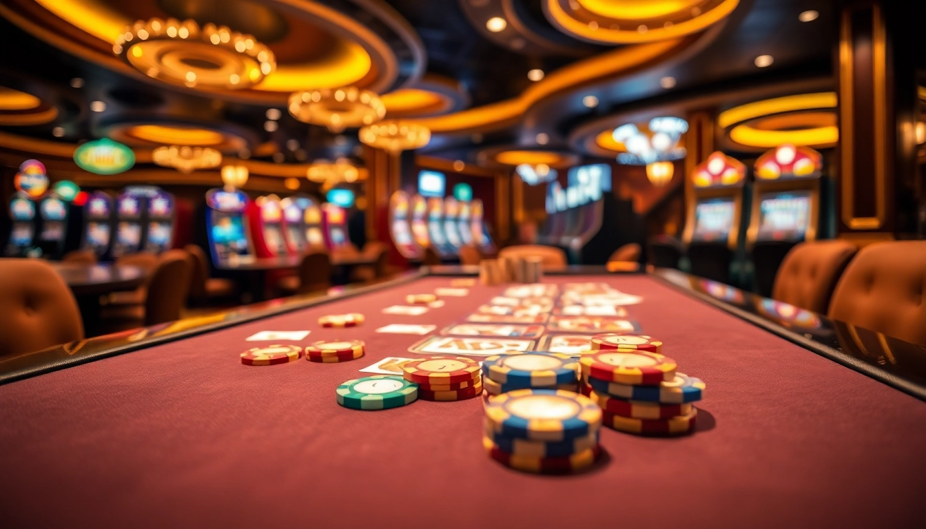 Erleben Sie neue casino bonus ohne einzahlung an einem farbenfrohen Spieltisch in einem luxuriösen Casino.