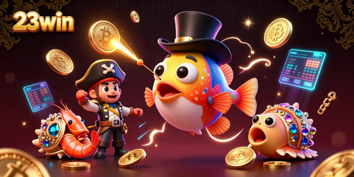 Experience thrilling wins at 23win with dynamic elements like glowing coins and deep-sea treasures.