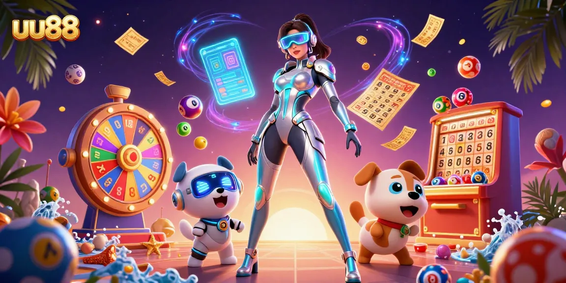 Experience the excitement of uu88 with vibrant lottery balls and dynamic casino elements.