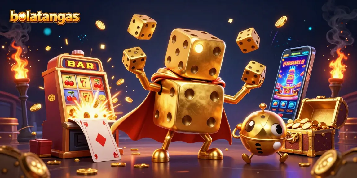 Engage in thrilling gameplay at bolatangkas with dynamic golden dice and a jackpot explosion background.