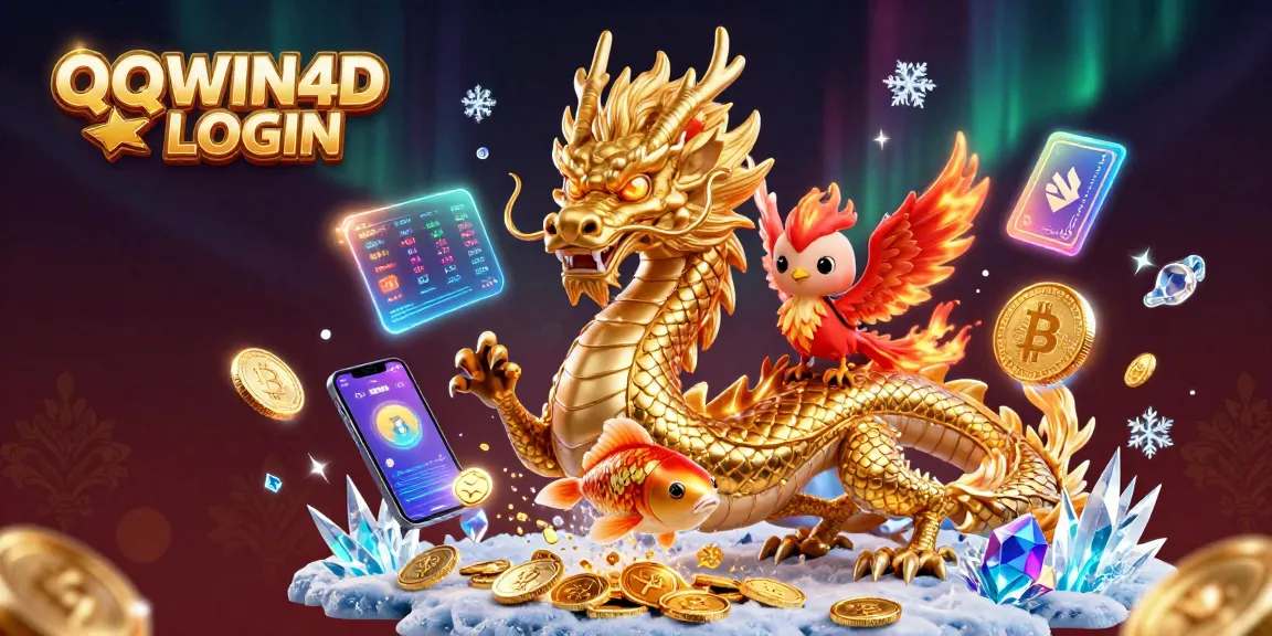 Masuk ke QQWIN4D LOGIN dengan naga emas dan pemandangan kasino yang spektakuler.
