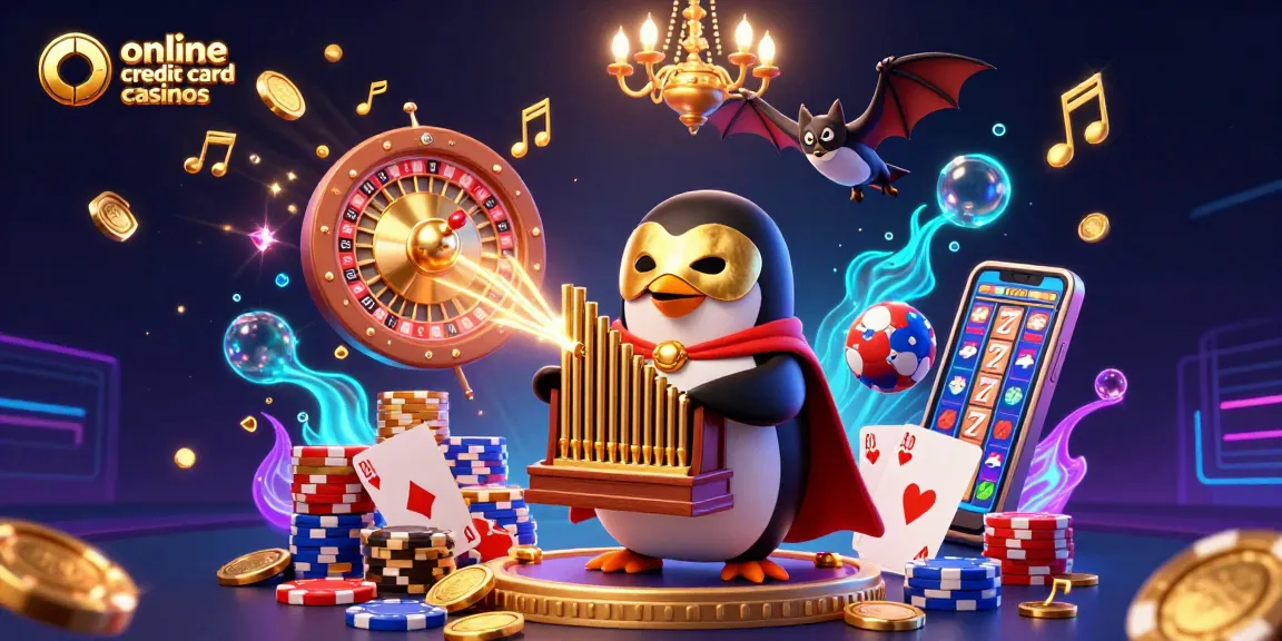 Experience the thrill of online credit card casinos with golden coins and vibrant gaming elements illuminating the scene.