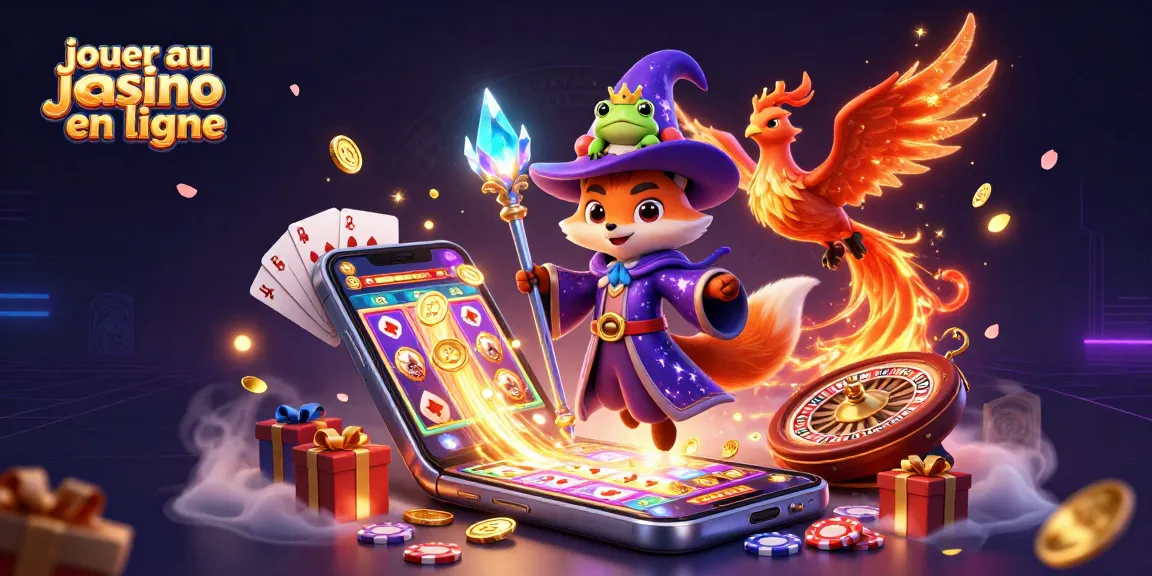 Plongez dans l'univers de jouer au casino en ligne avec un mage mystique et ses compagnons, entourés d'éléments ludiques.