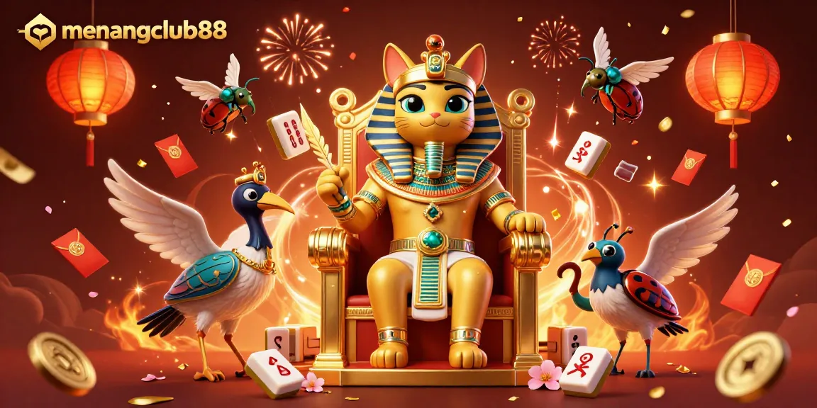 Experience exhilarating gaming at menangclub88 with a dazzling illustration of pharaoh cat.