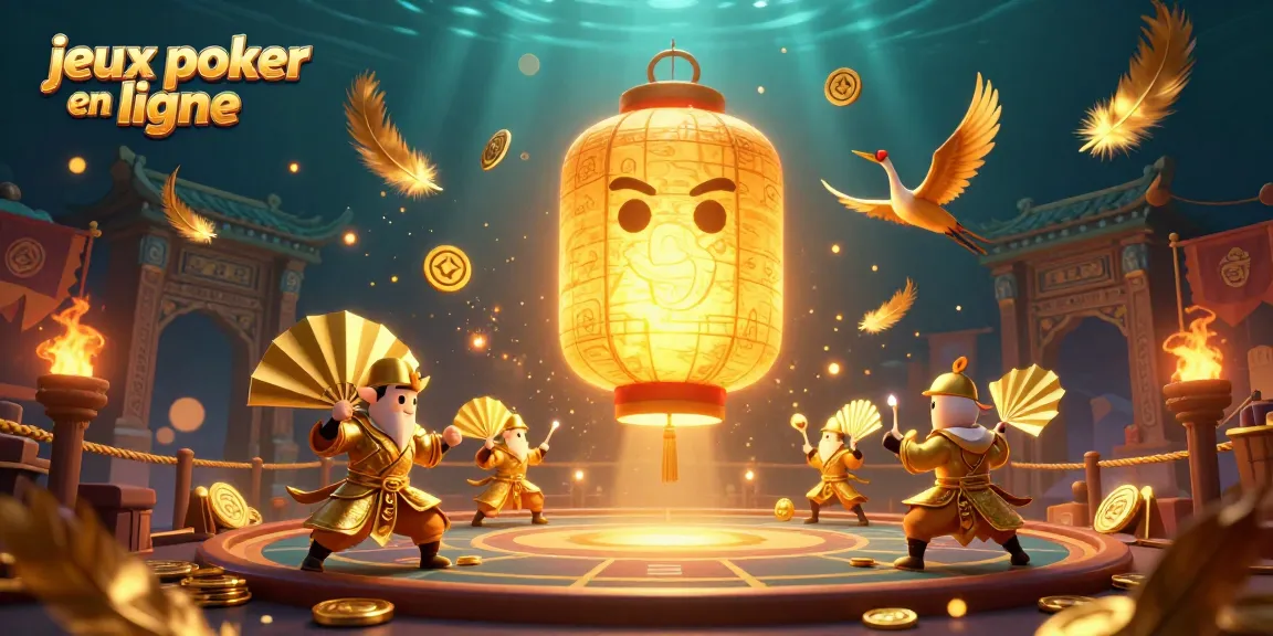 Découvrez les jeux poker en ligne avec une ambiance festive et des personnages dynamiques illuminés.