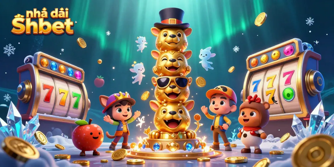 Experience thrilling slots and jackpots at Nhà cái Shbet with vibrant casino elements in a captivating 3D scene.