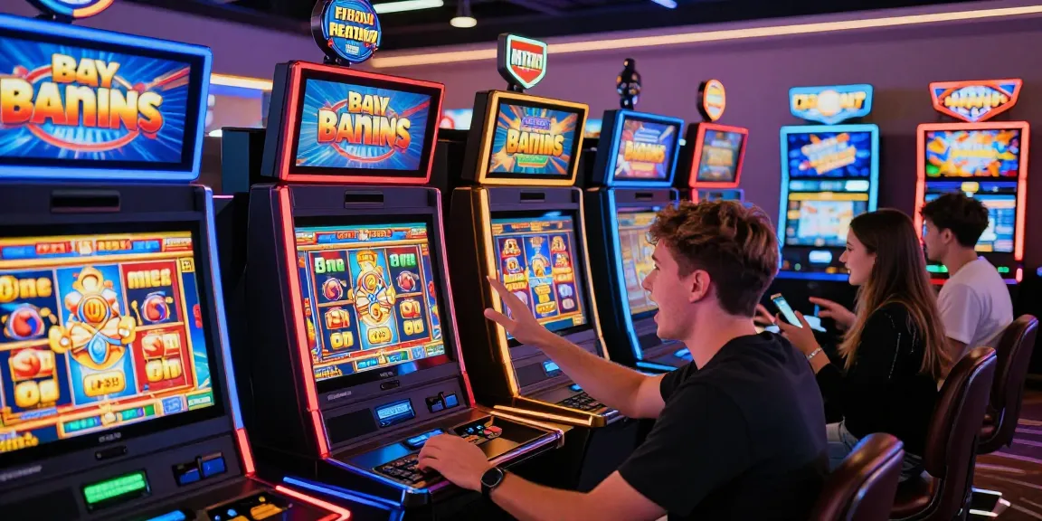 Exciting online casino scene featuring players engaged with bonus buy slots UK, surrounded by colorful slot game screens.