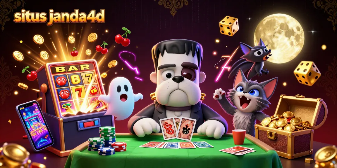 Menang di situs janda4d dengan joker, anjing Frankenstein, dan kucing werewolf di meja kasino.