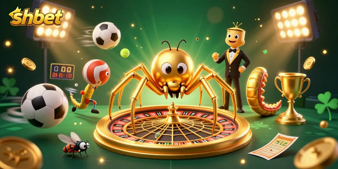 Experience exciting betting moments at shbet with a golden roulette web and charming characters.