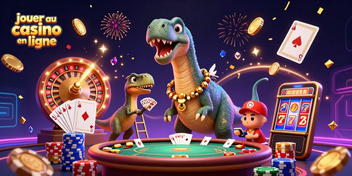 Profitez de l'excitation de jouer au casino en ligne avec une illustration colorée et festive.